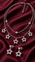 Silver Star Charm Double Layer Pendant Chain