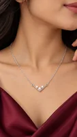 Silver Pearl V pandent chain