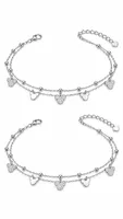 Silver Double-Layer Mickey Charm Anklet