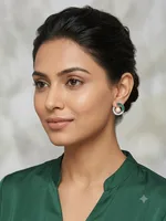 Modern Baguette Emerald and Diamond Pearl Ear Climbers