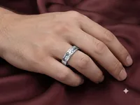 Geometric Accent Diamond Sterling Silver Ring