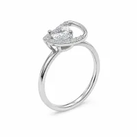 Silver Heart-Shaped Crystal Ring