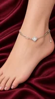 Silver Flower Charm Anklet