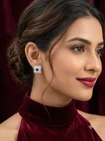 Royal Sapphire Halo Stud Earrings