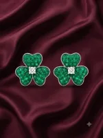 Emerald Clover Stud Earrings