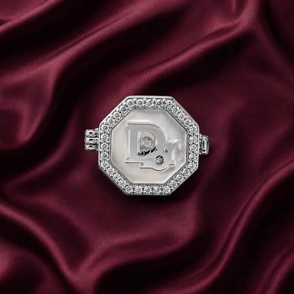 Silver Octagon Monogram Button