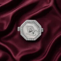 Silver Octagon Monogram Button