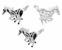 Elegant Black Enamel Horse Brooch