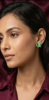 Emerald Wings Enamel Butterfly Stud Earrings