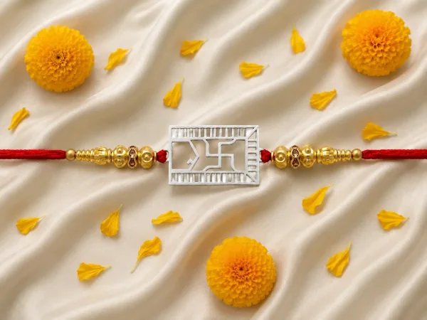 Heritage Swastik Silver Rakhi