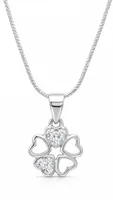 Silver Heart Clover Necklace