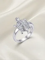 Silver Geometric Turtle Ring