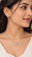 Silver Butterfly Pendant chain with earing