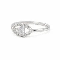 Sterling Silver Triangle Halo Solitaire Ring