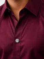 Silver Octagon Crystal Button
