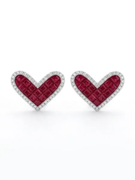 Ruby Romance Heart Earrings