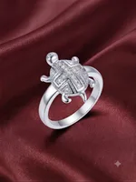 Silver Geometric Turtle Ring