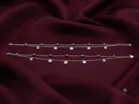 Silver Double-Layer Smiley Charm Anklet