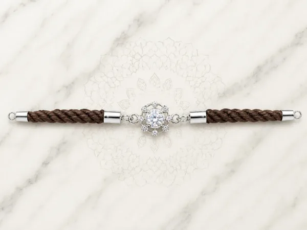 Classic Crystal Silver Rakhi