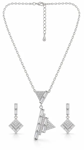Silver Geometric Elegance set