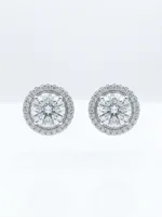 round halo stud earrings