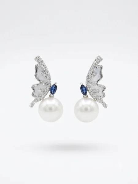 The Papillon Pearl Drop Earrings (or Enchanted Butterfly Pearl Studs)