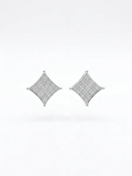 Geometric Diamond Pavé Stud Earrings
