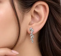 Silver Botanical Drop Earring