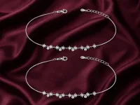 Star Design Silver Anklet