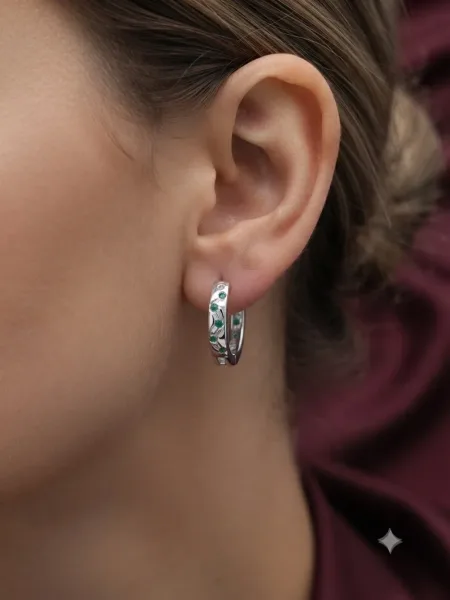 ​Green Gemstone Huggie Earrings