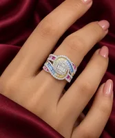 Sterling Silver Multicolor Baguette Statement Ring