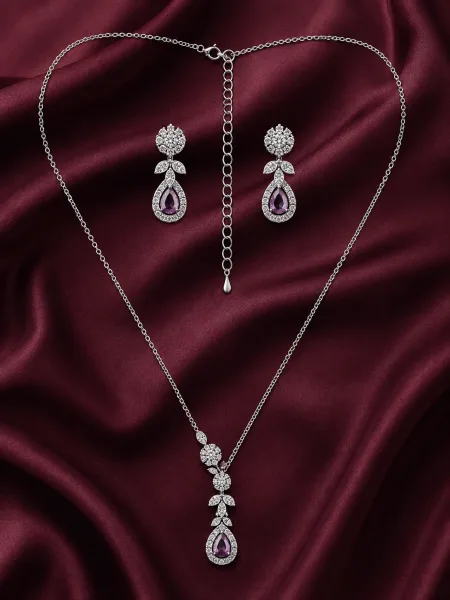 Royal Amethyst Teardrop Necklace Set