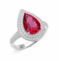Ruby Teardrop Halo Ring
