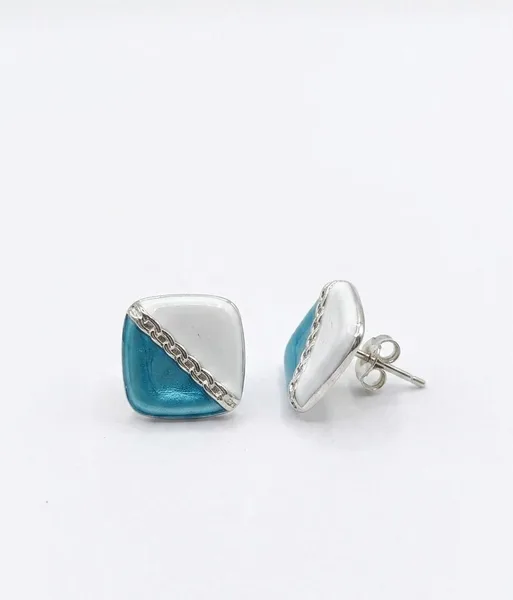 Azure Horizon Rhombus Stud Earrings