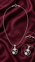 Silver Heart Clover Necklace