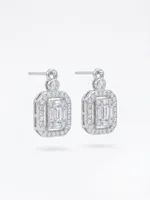 Emerald-Cut Illusion Diamond Stud Earrings