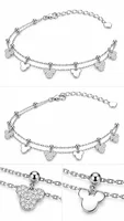 Silver Double-Layer Mickey Charm Anklet
