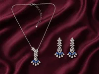 Blue Sapphire Cascade Necklace Set