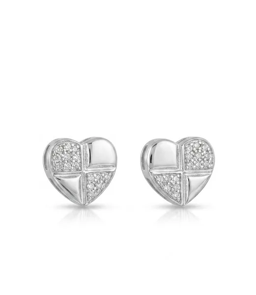 Quadrant Pave Diamond Heart Stud Earrings