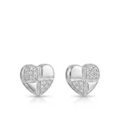 Quadrant Pave Diamond Heart Stud Earrings