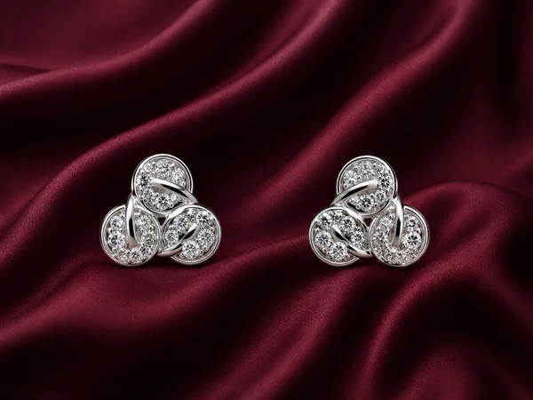 Triple Loop Crystal 925 Sterling Silver Earrings