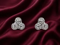 Triple Loop Crystal 925 Sterling Silver Earrings