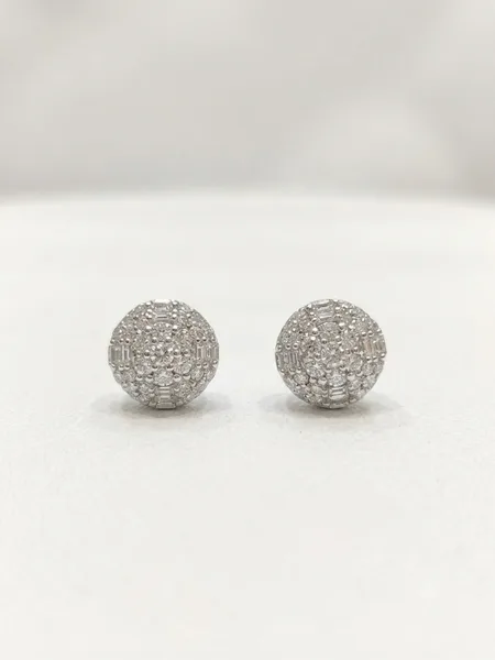 Luxe Pavé Diamond Dome Stud Earrings (Diamond Cluster Tops)