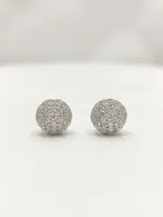 Luxe Pavé Diamond Dome Stud Earrings (Diamond Cluster Tops)