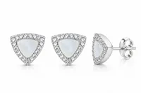 Silver Opal Triangle Earring