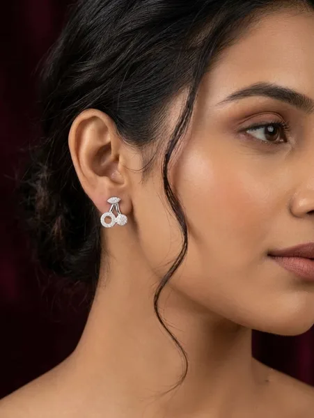 Sparkling Cherry Diamond Stud Earrings