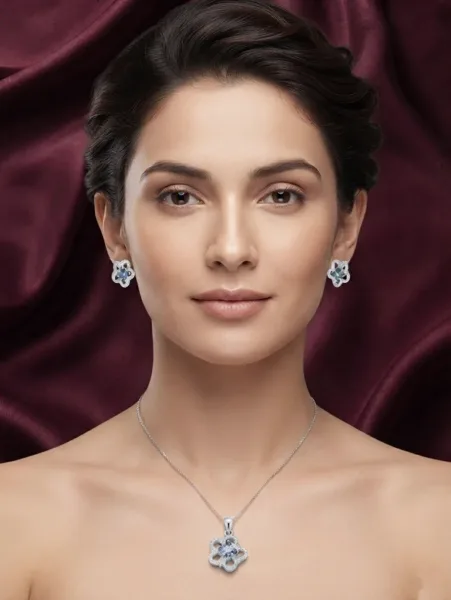 Celestial Bloom Elegance Set with pendant and earrings