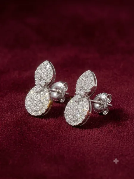 Sparkling Duo-Drop Pave Diamond Halo Earrings