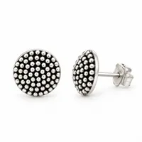 Beaded Dome Sterling Silver Stud Earrings