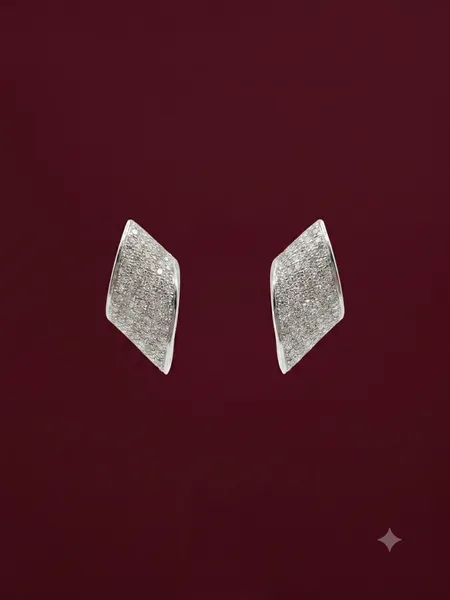 Geometric Pavé Diamond Huggie Earrings